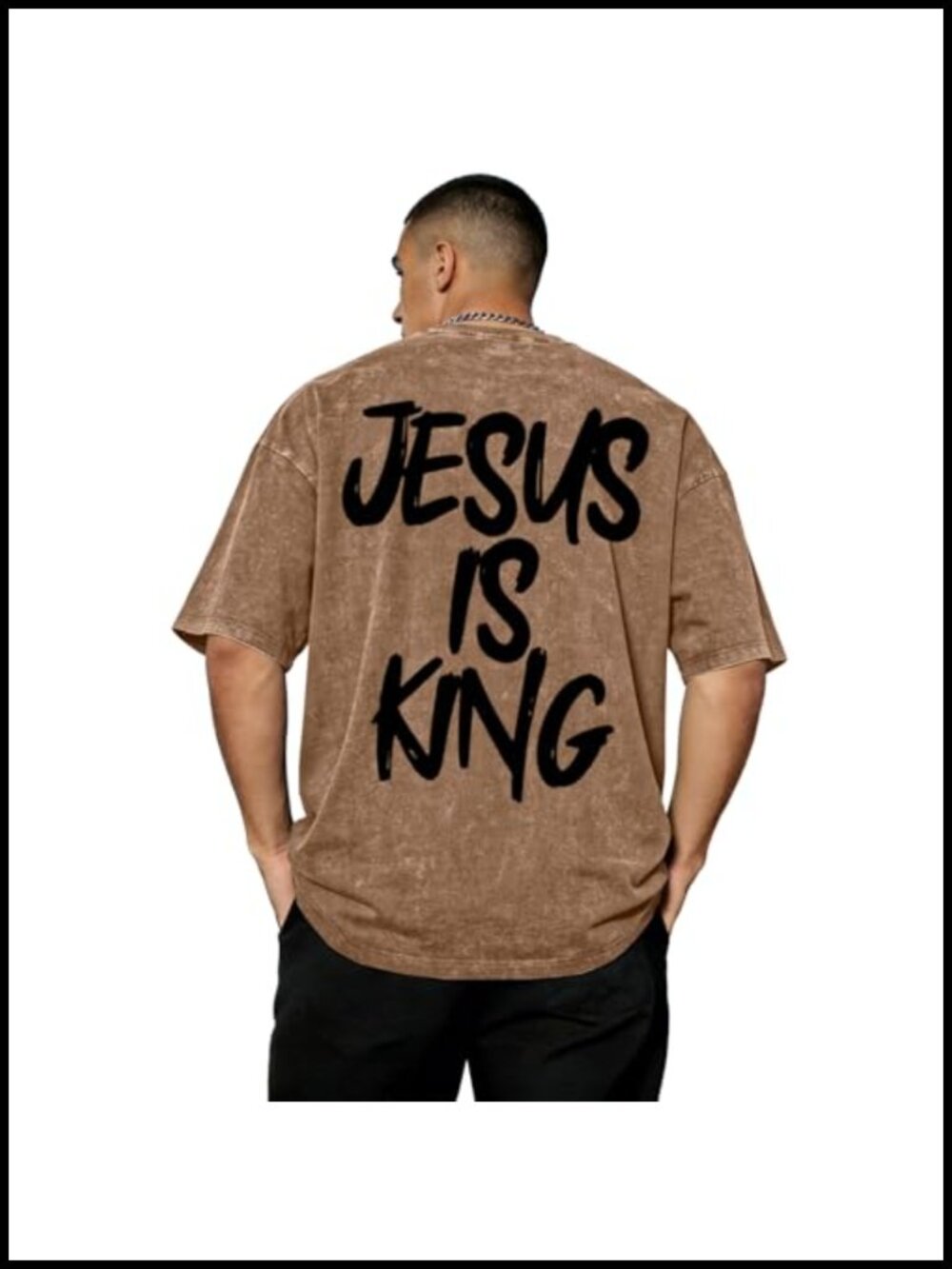 Oversized Christian Graphic T-Shirt Acid Wash Cotton Crew Neck Faith Tee